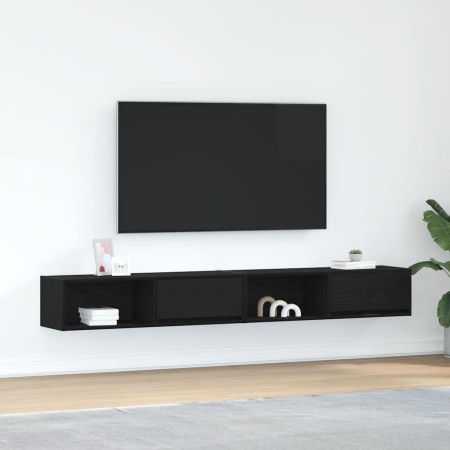 Muebles de TV 2 uds Roble Negro 100x31x25,5cm Madera ingeniería en Muebles TV | Comprar online en Foru.es