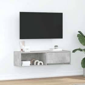 Mueble de TV madera contrachapada gris hormigón 100x31x25,5 cm en Muebles TV | Comprar online en Foru.es