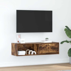Mueble de TV de roble ahumado 100x31x25,5cm Madera ingeniería en Muebles TV | Comprar online en Foru.es