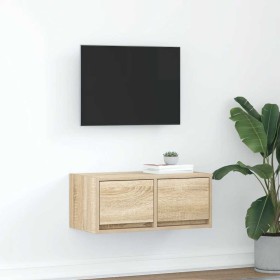 Mueble para TV madera contrachapada roble ahumado 60x31x25,5 cm en Muebles TV | Comprar online en Foru.es
