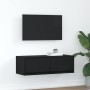 Mueble de TV de madera de roble negro 80x31x25,5 cm en Muebles TV | Comprar online en Foru.es