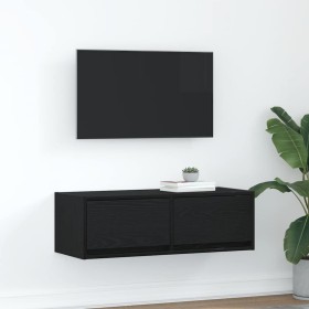 Mueble de TV de madera de roble negro 80x31x25,5 cm en Muebles TV | Comprar online en Foru.es