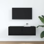 Mueble de TV de madera de roble negro 80x31x25,5 cm en Muebles TV | Comprar online en Foru.es