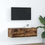 Mueble de TV de roble ahumado 80x31x25,5cm Madera de ingeniería en Muebles TV | Comprar online en Foru.es