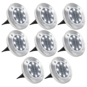 Lámparas solares de suelo 8 unidades luces LED blanco de vidaXL, Iluminación de exterior - Ref: Foro24-44416, Precio: 43,96 €...