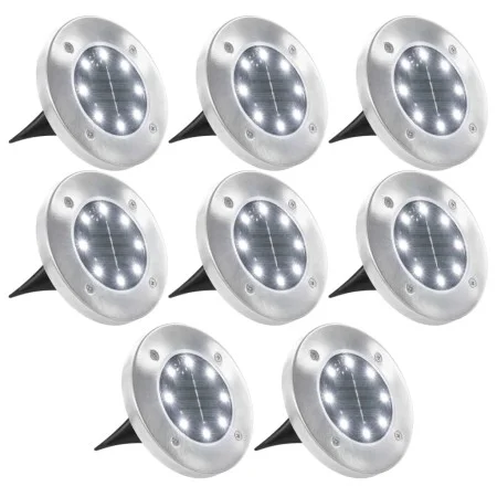 Lámparas solares de suelo 8 unidades luces LED blanco de vidaXL, Iluminación de exterior - Ref: Foro24-44416, Precio: 43,96 €...
