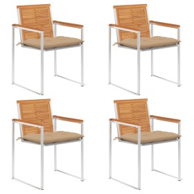 Sillas de jardín y cojines 4 unidades madera maciza de acacia en Sillas de jardín | Comprar online en Foru.es