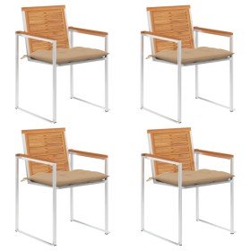 Sillas de jardín y cojines 4 unidades madera maciza de acacia en Sillas de jardín | Comprar online en Foru.es