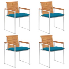 Sillas de jardín y cojines 4 unidades madera maciza de acacia en Sillas de jardín | Comprar online en Foru.es