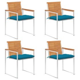 Sillas de jardín y cojines 4 unidades madera maciza de acacia en Sillas de jardín | Comprar online en Foru.es