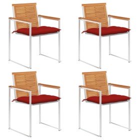 Sillas de jardín y cojines 4 unidades madera maciza de acacia en Sillas de jardín | Comprar online en Foru.es