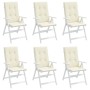 Cojín silla de jardín respaldo alto 6 uds tela crema 120x50x3cm de vidaXL, Cojines para sillas y sofás - Ref: Foro24-314106, ...