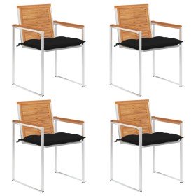 Sillas de jardín y cojines 4 unidades madera maciza de acacia en Sillas de jardín | Comprar online en Foru.es