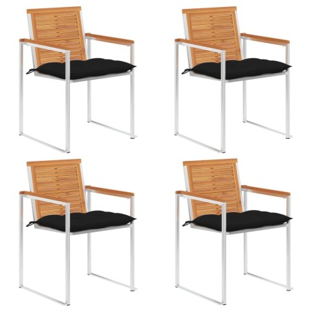 Sillas de jardín y cojines 4 unidades madera maciza de acacia en Sillas de jardín | Comprar online en Foru.es