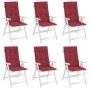Cojín silla de jardín respaldo alto 6 uds tela rojo 120x50x3 cm de vidaXL, Cojines para sillas y sofás - Ref: Foro24-314115, ...