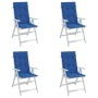 Cojín silla de jardín respaldo alto 4 uds tela azul 120x50x3 cm de vidaXL, Cojines para sillas y sofás - Ref: Foro24-314117, ...