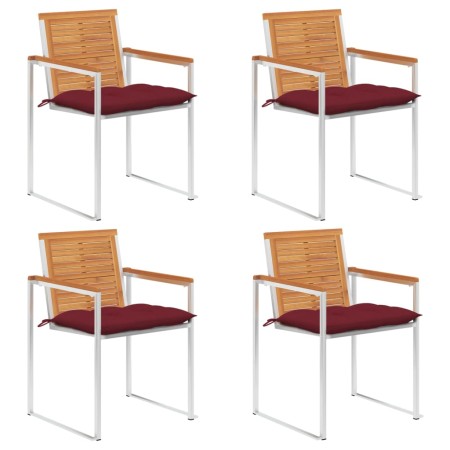 Sillas de jardín y cojines 4 unidades madera maciza de acacia en Sillas de jardín | Comprar online en Foru.es