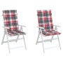 Cojín silla jardín respaldo alto 2 uds cuadros rojo 120x50x3 cm de vidaXL, Cojines para sillas y sofás - Ref: Foro24-314125, ...