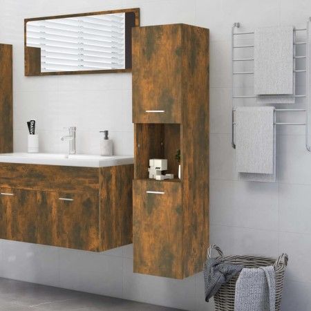 Armario de baño madera de ingeniería roble ahumado 30x30x130 cm de vidaXL, Muebles de baño - Ref: Foro24-815639, Precio: 55,1...
