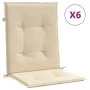 Cojín de silla de jardín respaldo bajo 6 uds tela Oxford beige de vidaXL, Cojines para sillas y sofás - Ref: Foro24-314134, P...