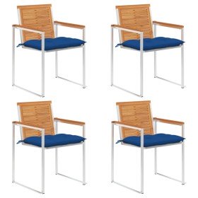 Sillas de jardín y cojines 4 unidades madera maciza de acacia en Sillas de jardín | Comprar online en Foru.es