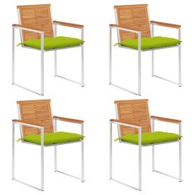 Sillas de jardín y cojines 4 unidades madera maciza de acacia en Sillas de jardín | Comprar online en Foru.es