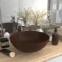 Lavabo de cuarto de baño redondo cerámica marrón oscuro de vidaXL, Lavabos - Ref: Foro24-146984, Precio: 40,74 €, Descuento: %
