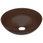 Lavabo de cuarto de baño redondo cerámica marrón oscuro de vidaXL, Lavabos - Ref: Foro24-146984, Precio: 40,74 €, Descuento: %