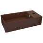 Lavabo con rebosadero cerámica marrón oscuro de vidaXL, Lavabos - Ref: Foro24-146995, Precio: 61,01 €, Descuento: %