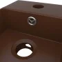 Lavabo con rebosadero cerámica marrón oscuro de vidaXL, Lavabos - Ref: Foro24-146995, Precio: 60,38 €, Descuento: %