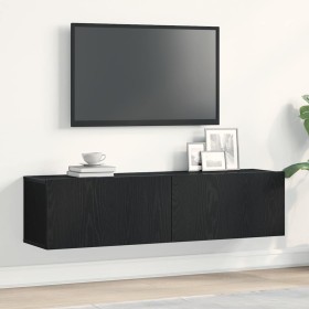 Mueble de TV de madera de roble negro 120x30x30,5 cm en Muebles TV | Comprar online en Foru.es