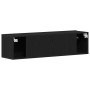 Mueble de TV de madera de roble negro 120x30x30,5 cm en Muebles TV | Comprar online en Foru.es