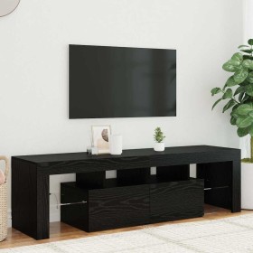 Mueble de TV con luces LED roble negro 140x36,5x40 cm en Muebles TV | Comprar online en Foru.es
