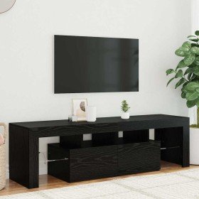 Mueble de TV con luces LED roble negro 140x36,5x40 cm en Muebles TV | Comprar online en Foru.es