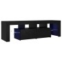 Mueble de TV con luces LED roble negro 140x36,5x40 cm en Muebles TV | Comprar online en Foru.es