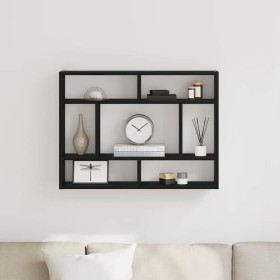 Estante de pared roble negro 75x16x55 cm madera de ingeniería en Estanterías | Comprar online en Foru.es