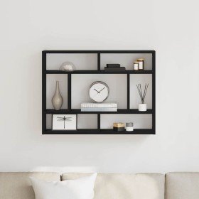 Estante de pared roble negro 75x16x55 cm madera de ingeniería en Estanterías | Comprar online en Foru.es