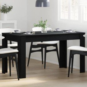Mesa de Comedor Roble Negro 140 x 74,5 x 76 cm ratán sintético en Mesas de comedor | Comprar online en Foru.es