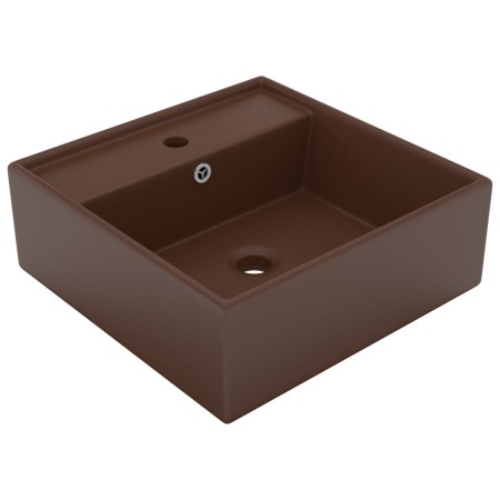 Lavabo cuadrado rebosadero cerámica marrón oscuro mate 41x41 cm de vidaXL, Lavabos - Ref: Foro24-146951, Precio: 75,38 €, Des...