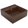 Lavabo cuadrado rebosadero cerámica marrón oscuro mate 41x41 cm de vidaXL, Lavabos - Ref: Foro24-146951, Precio: 60,19 €, Des...