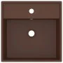 Lavabo cuadrado rebosadero cerámica marrón oscuro mate 41x41 cm de vidaXL, Lavabos - Ref: Foro24-146951, Precio: 60,19 €, Des...