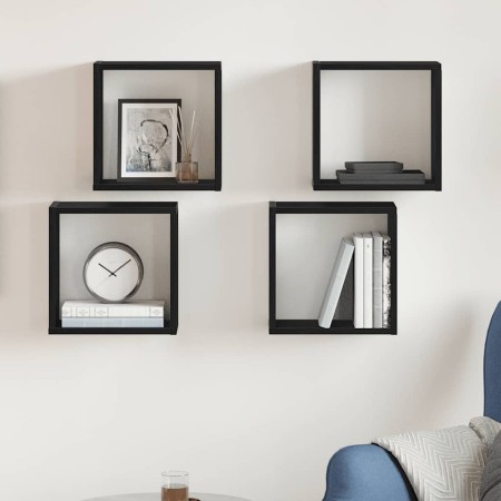 Estantes cúbicos de pared 4 uds roble negro 30x15x30 cm en Estanterías | Comprar online en Foru.es