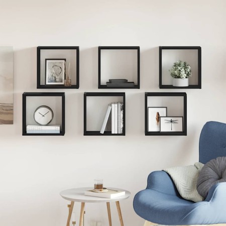 Estantes cúbicos de pared  6 uds roble negro 30x15x30 cm en Estanterías | Comprar online en Foru.es