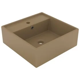 Luxuriöses quadratisches Waschbecken Keramik Überlauf creme matt 41x41 cm von vidaXL, Sinkt - Ref: Foro24-146952, Preis: 74,1...