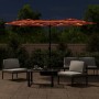 Sombrilla doble con luces LED terracota 316x240 cm de vidaXL, Sombrillas - Ref: Foro24-362974, Precio: 171,94 €, Descuento: %