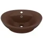 Lavabo lujoso ovalado rebosadero cerámica marrón oscuro mate de vidaXL, Lavabos - Ref: Foro24-146940, Precio: 60,14 €, Descue...