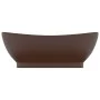 Lavabo lujoso ovalado rebosadero cerámica marrón oscuro mate de vidaXL, Lavabos - Ref: Foro24-146940, Precio: 60,14 €, Descue...
