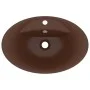 Lavabo lujoso ovalado rebosadero cerámica marrón oscuro mate de vidaXL, Lavabos - Ref: Foro24-146940, Precio: 60,14 €, Descue...