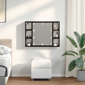 Armario con Espejo con estante Roble Negro 76 x 15 x 55 cm en Armarios y almacenamiento | Comprar online en Foru.es