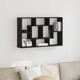 Estante de pared con estante Roble Negro 85 x 16 x 52,5 cm en Armarios y almacenamiento | Comprar online en Foru.es